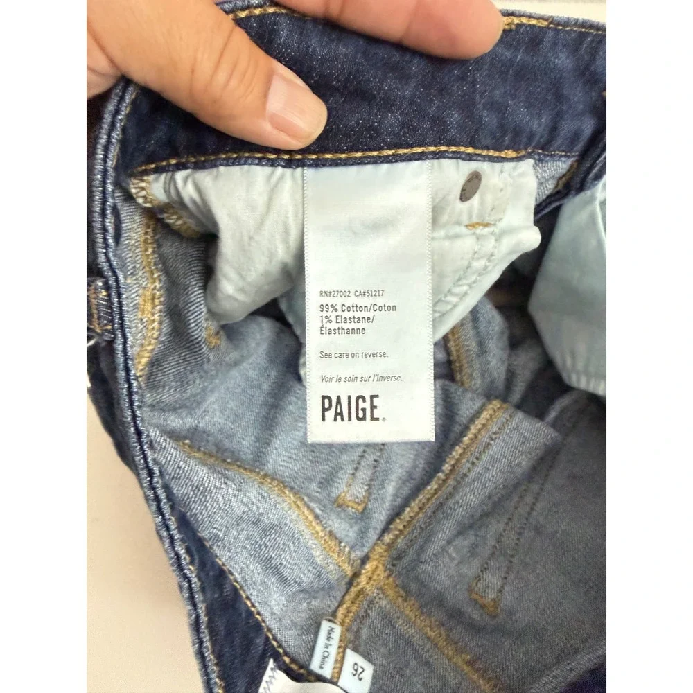 Paige Jimmy Jimmy Denim Shorts Dark Wash Cuffed Distressed Size 26